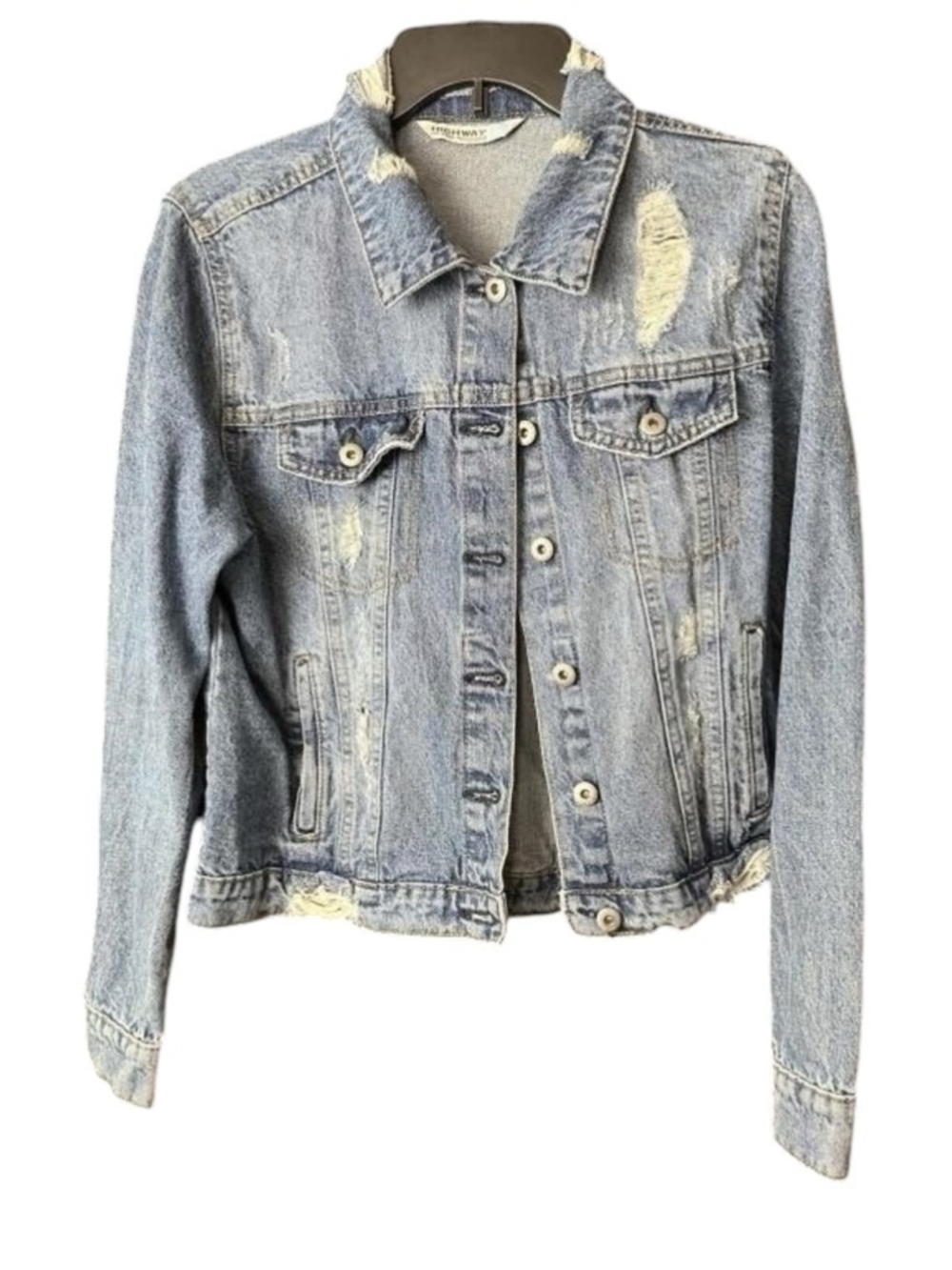 HIGHWAY jeans Blue Distressed Denim Jacket Women’s Size L